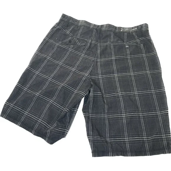Hurley Phantom Men's Shorts Size 34 Gray Plaid Inseam 10.5” - Picture 2 of 8
